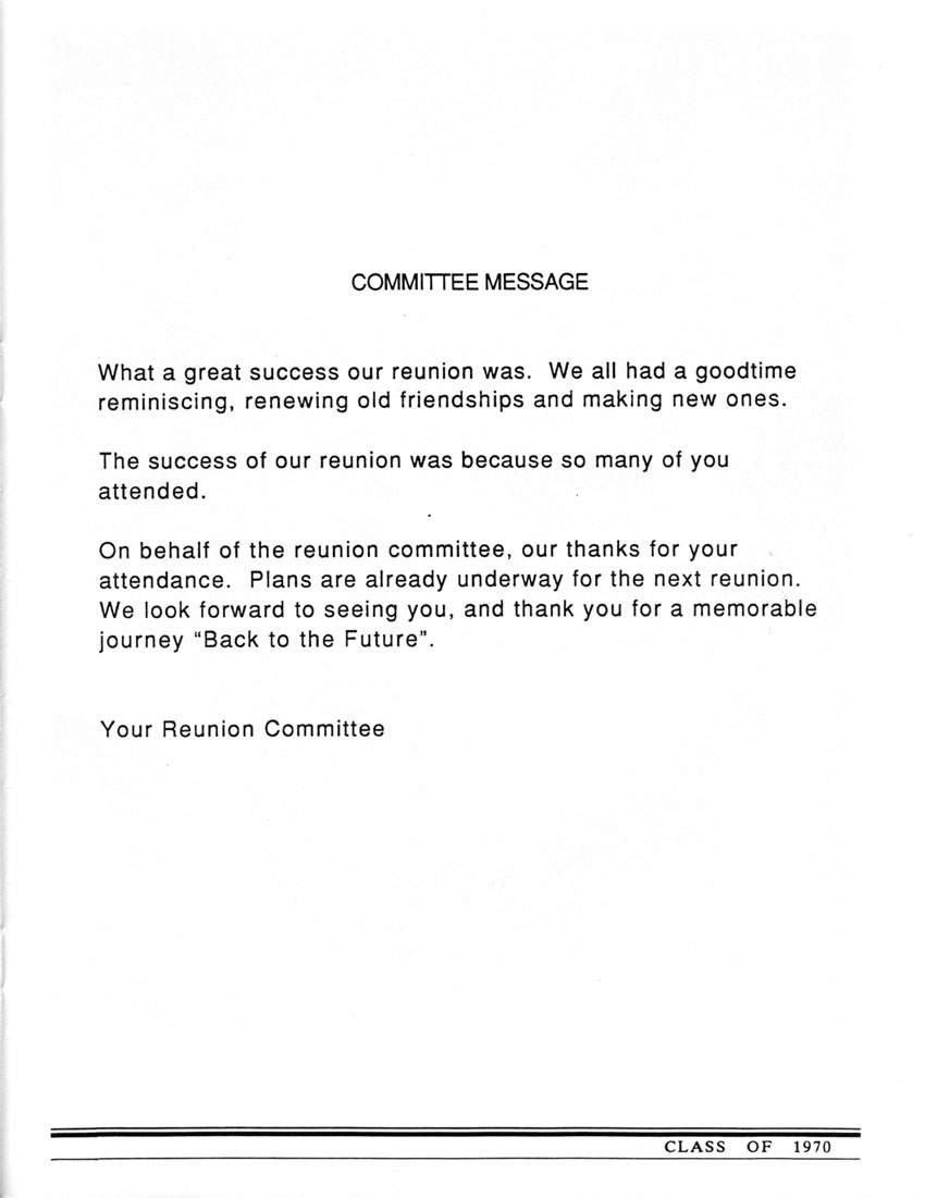 Committee Message
