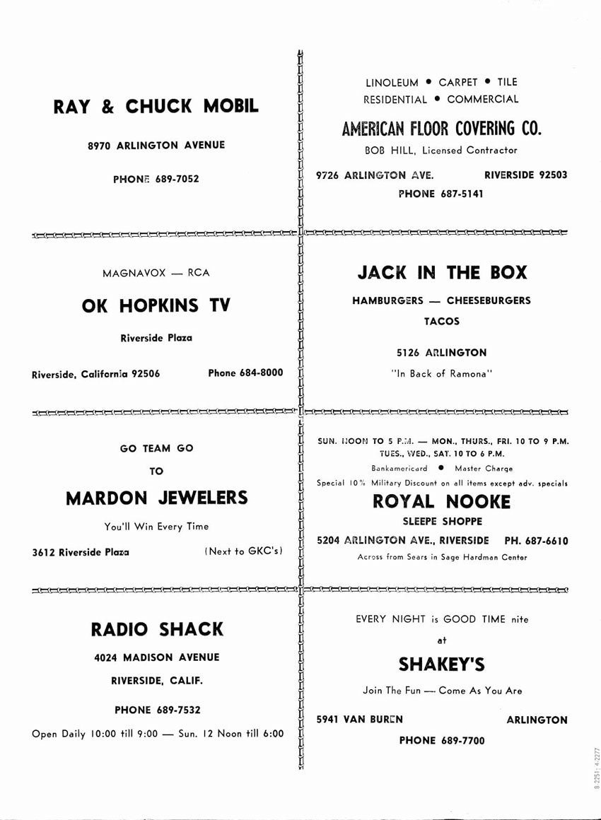 Ramona High School 1969 Homecoming Program, page 8